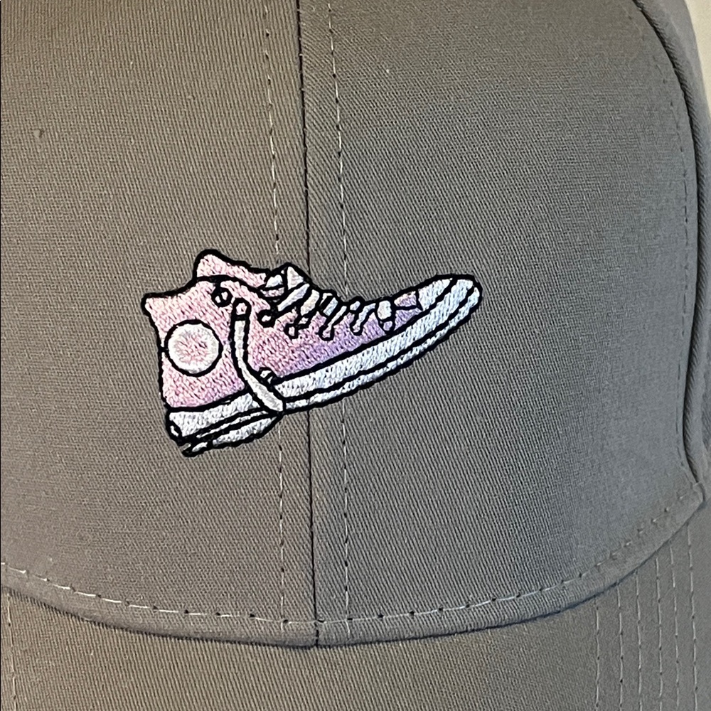 Gray Cap with Pink Sneaker Embroidery NWT - Picture 4 of 10